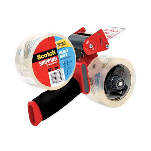 Image of Packaging Tape Dispenser with Two Rolls of Tape, 3" Core, For Rolls Up to 2" x 60 yds, Red