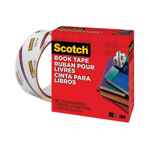 Image of Scotch® Book Tape, 3" Core, 1.5" X 15 Yds, Clear