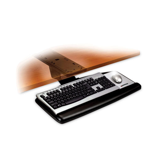 Image of 3M™ Sit/Stand Easy Adjust Keyboard Tray, Standard Platform, 25.5W X 12D, Black
