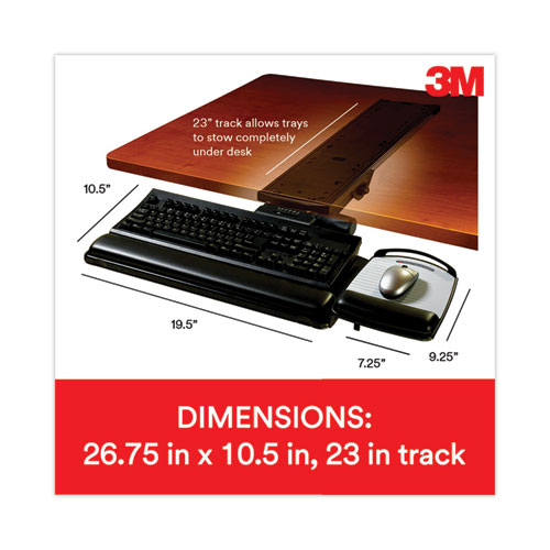 Image of 3M™ Sit/Stand Easy Adjust Keyboard Tray, Highly Adjustable Platform,, Black