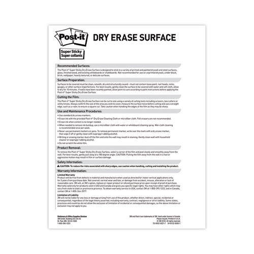 Image of Post-It® Dry Erase Surface, 50 Ft X 4 Ft, White Surface