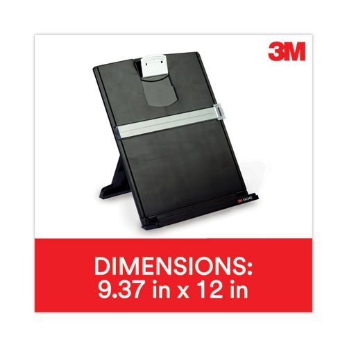 Image of 3M™ Fold-Flat Freestanding Desktop Copyholder, 150 Sheet Capacity, Plastic, Black/Silver Clip