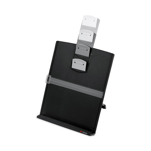 Fold-Flat Freestanding Desktop Copyholder, 150 Sheet Capacity, Plastic, Black/Silver Clip
