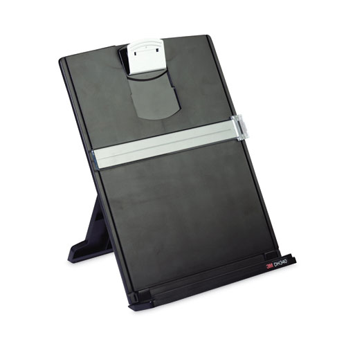 3M™ Fold-Flat Freestanding Desktop Copyholder, 150 Sheet Capacity, Plastic, Black/Silver Clip