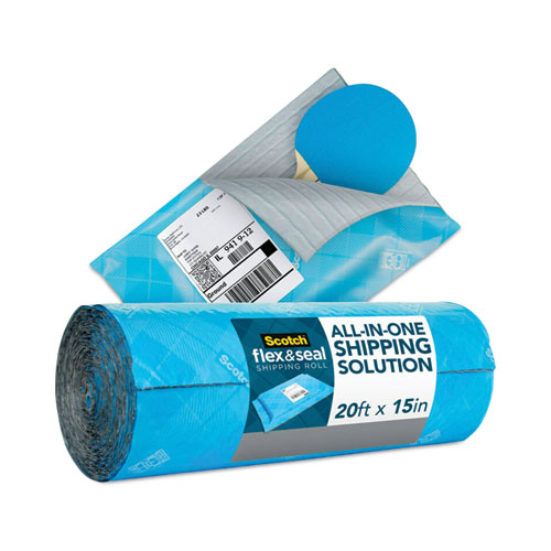Scotch™ Flex And Seal Shipping Roll, 15" X 20 Ft, Blue/Gray