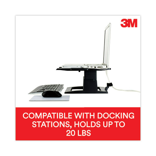 Image of 3M™ Adjustable Notebook Riser, 13" X 13" X 4" To 6", Black, Supports 20 Lbs