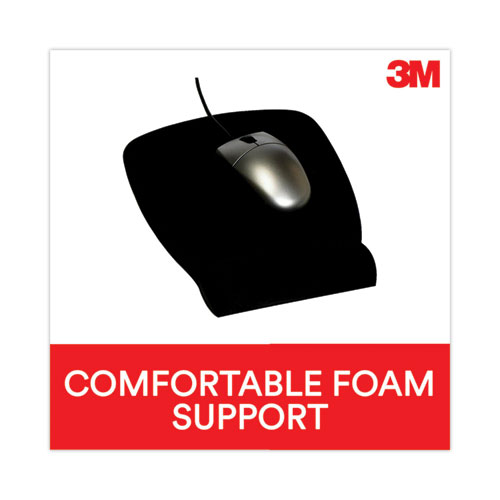 Image of 3M™ Antimicrobial Foam Mouse Pad With Wrist Rest, 8.62 X 6.75, Black