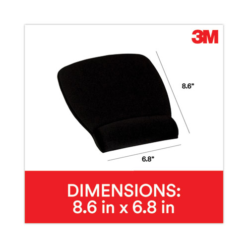 Image of 3M™ Antimicrobial Foam Mouse Pad With Wrist Rest, 8.62 X 6.75, Black