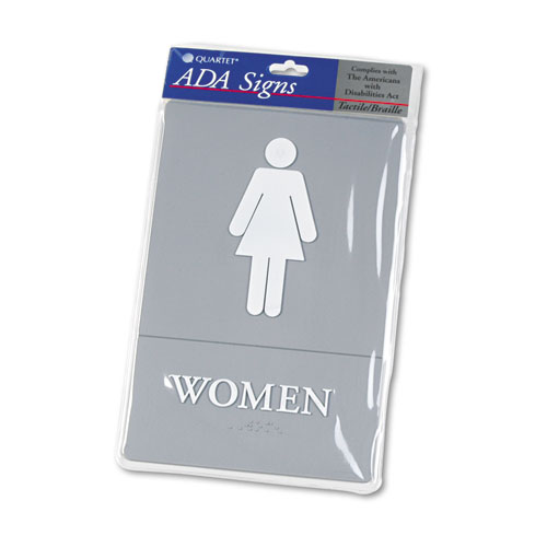 Image of Headline® Sign Ada Sign, Women Restroom Symbol W/Tactile Graphic, Molded Plastic, 6 X 9, Gray