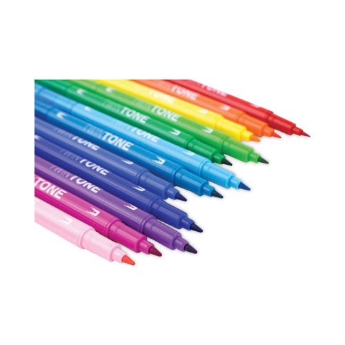 TwinTone Dual-Tip Markers, Bold/Extra-Fine Tips, Assorted Colors, Dozen
