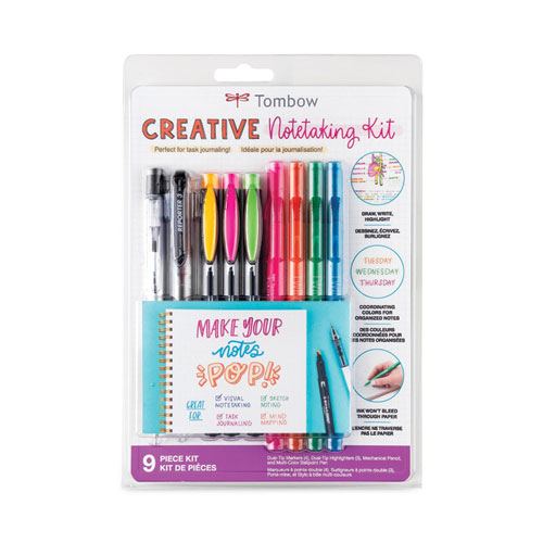 Image of Creative Notetaking Kit, 0.7mm Ballpoint Pen, 0.5mm HB Pencil, (4) Bullet/Chisel Tip Markers,(3) Chisel/Fine Tip Highlighters