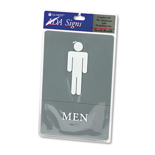 Image of Headline® Sign Ada Sign, Men Restroom Symbol W/Tactile Graphic, Molded Plastic, 6 X 9, Gray
