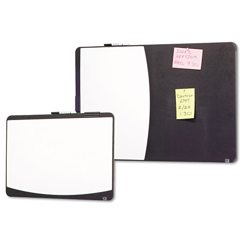 Quartet® Tack & Write Board, 23 1/2 x 17 1/2, Black/White Surface, Black Frame