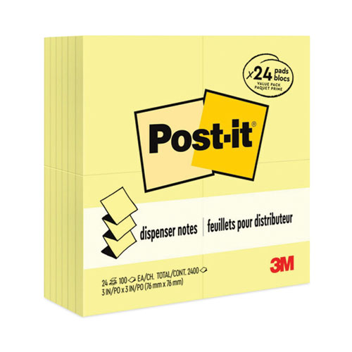 Self-Stick Note Pad Cabinet Pack, 3 x 3, Yellow, 90 Sheets/Pad, 24 Pads/Pack  - mastersupplyonline