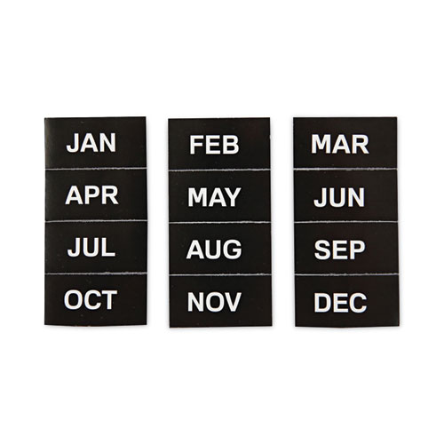 Interchangeable Magnetic Board Accessories, Months of Year, Black/White, 2" x 1", 12 Pieces