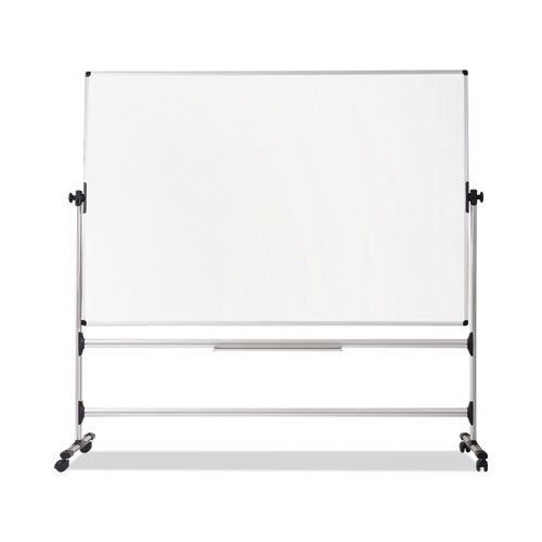 Earth Silver Easy Clean Mobile Revolver Dry Erase Boards, 48 x 70, White Surface, Silver Steel Frame