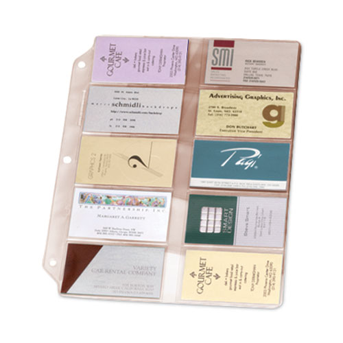 Image of Cardinal® Business Card Refill Pages, For 2 X 3.5 Cards, Clear, 20 Cards/Sheet, 10 Sheets/Pack