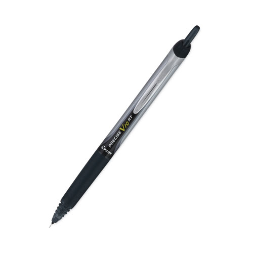 Image of Pilot® Precise V10Rt Roller Ball Pen, Retractable, Bold 1 Mm, Black Ink, Black Barrel, Dozen