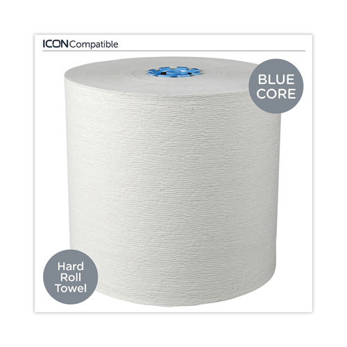 Hard Roll Paper Towels with Premium Absorbency Pockets with Colored Core, Blue Core, 1-Ply, 7.5" x 700 ft, White, 6 Rolls/CT