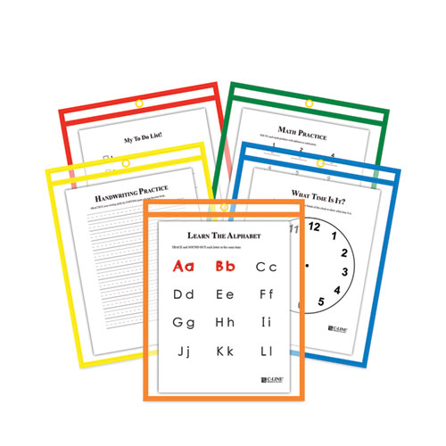 Image of C-Line® Reusable Dry Erase Pockets, 9 X 12, Assorted Primary Colors, 25/Box