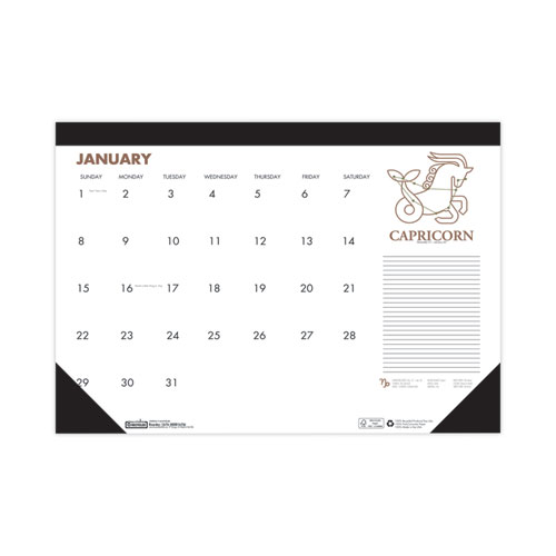 Recycled Zodiac Desk Pad Calendar, Zodiac Artwork, 18.5 x 13, White Sheets, Black Binding/Corners, 12-Month (Jan-Dec) 2024
