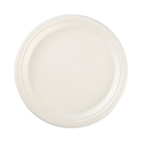 ECOSAVE Tableware, Plate, Bagasse, 6.75" dia, White, 30/Pack, 12 Packs/Carton