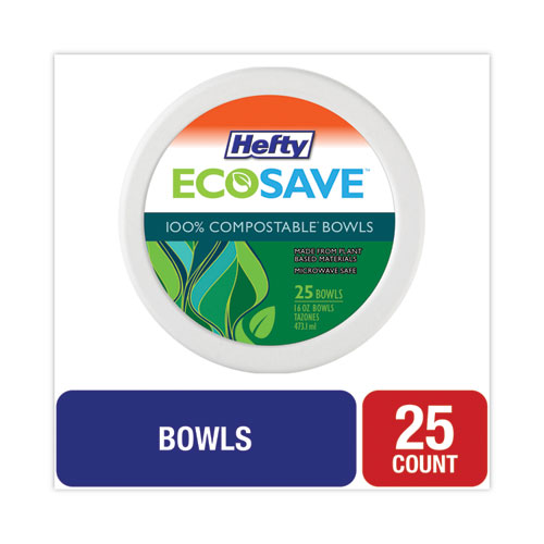 Image of Hefty® Ecosave Tableware, Plate, Bagasse,  6.75" Dia, White, 30/Pack