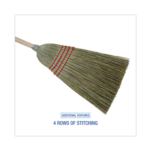 Image of Boardwalk® Mixed Fiber Maid Broom, Mixed Fiber Bristles, 55" Overall Length, Natural, 12/Carton