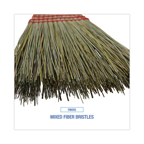 Image of Mixed Fiber Maid Broom, Mixed Fiber Bristles, 55" Overall Length, Natural, 12/Carton