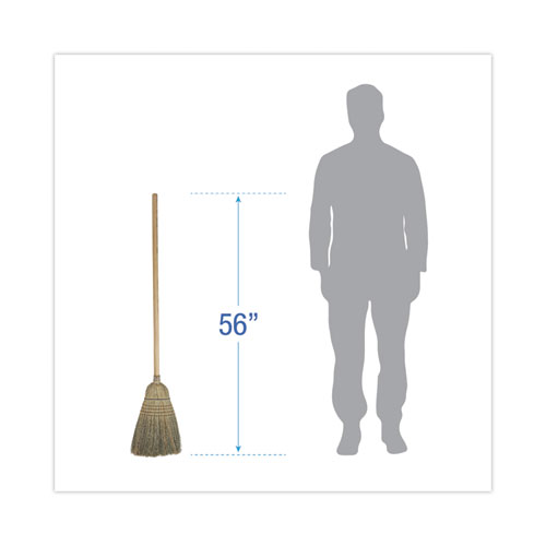 Image of Boardwalk® Warehouse Broom, Corn Fiber Bristles, 56" Overall Length, Natural, 12/Carton