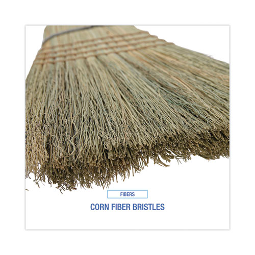 Image of Boardwalk® Warehouse Broom, Corn Fiber Bristles, 56" Overall Length, Natural, 12/Carton