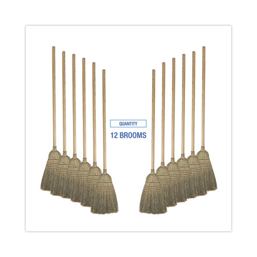 Warehouse Broom, Corn Fiber Bristles, 56" Overall Length, Natural, 12/Carton