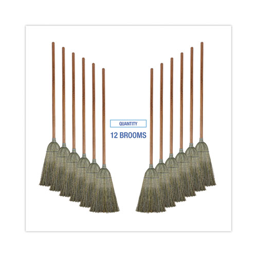 Image of Boardwalk® Warehouse Broom, Yucca Corn Fiber Bristles, 56" Overalll Length, Natural, 12/Carton