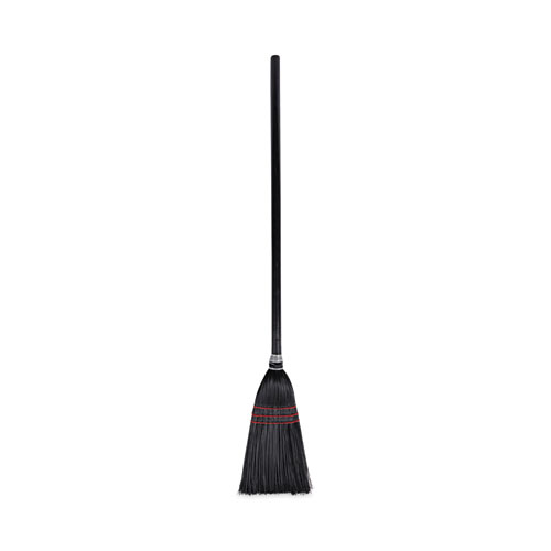 Boardwalk® Flag Tipped Poly Lobby Brooms, Flag Tipped Poly Bristles, 38" Overall Length, Natural/Black, 12/Carton