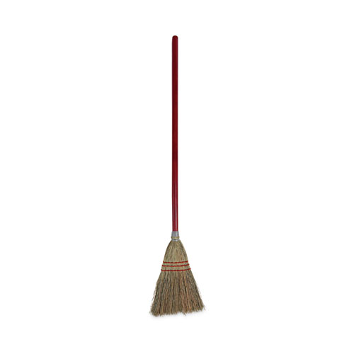 Image of Corn Fiber Lobby/Toy Broom, Corn Fiber Bristles, 39" Overall Length, Red, 12/Carton