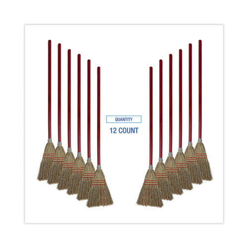 Image of Boardwalk® Corn Fiber Lobby/Toy Broom, Corn Fiber Bristles, 39" Overall Length, Red, 12/Carton