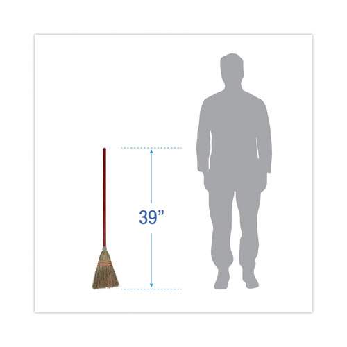Image of Boardwalk® Corn Fiber Lobby/Toy Broom, Corn Fiber Bristles, 39" Overall Length, Red