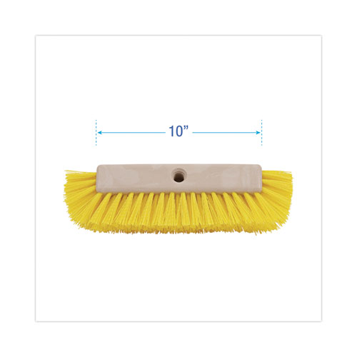 Image of Boardwalk® Dual-Surface Scrub Brush, Yellow Polypropylene Bristles, 10" Brush, Plastic Handle