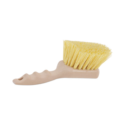 Boardwalk® Utility Brush, Cream Polypropylene Bristles, 5.5 Brush, 3" Tan Plastic Handle