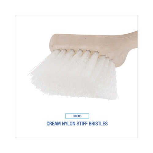 Image of Boardwalk® Utility Brush, Cream Nylon Bristles, 5.5" Brush, 3.5" Tan Plastic Handle