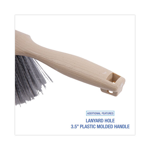Image of Boardwalk® Counter Brush, Gray Flagged Polypropylene Bristles, 4.5" Brush, 3.5" Tan Plastic Handle