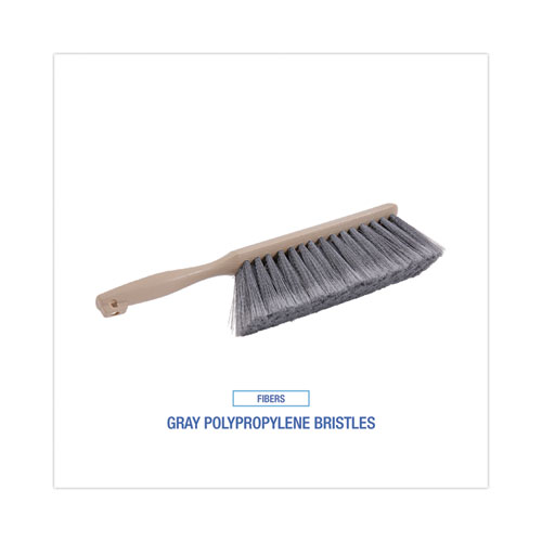 Image of Boardwalk® Counter Brush, Gray Flagged Polypropylene Bristles, 4.5" Brush, 3.5" Tan Plastic Handle