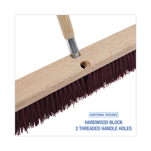 Image of Boardwalk® Floor Brush Head, 3" Maroon Heavy-Duty Polypropylene Bristles, 18" Brush