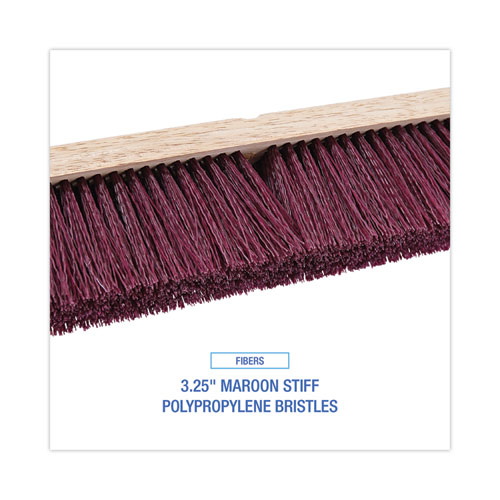 Image of Boardwalk® Floor Brush Head, 3.25" Maroon Stiff Polypropylene Bristles, 24" Brush