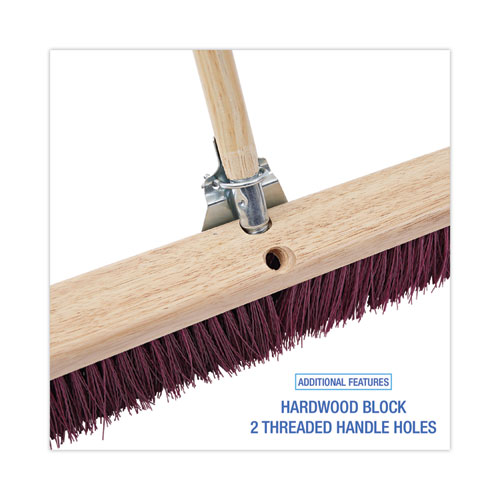 Image of Boardwalk® Floor Brush Head, 3.25" Maroon Stiff Polypropylene Bristles, 36" Brush