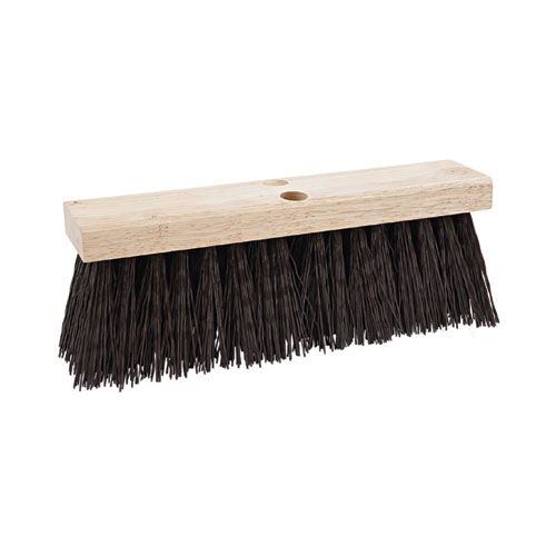 Image of Street Broom Head, 6.25" Brown Polypropylene Bristles, 16" Brush