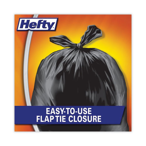Image of Hefty® Easy Flaps Trash Bags, 30 Gal, 0.85 Mil, 30" X 33", Black, 40 Bags/Box, 6 Boxes/Carton