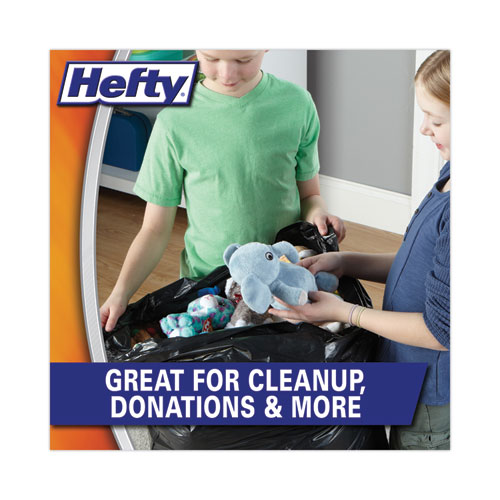 Image of Hefty® Easy Flaps Trash Bags, 30 Gal, 0.85 Mil, 30" X 33", Black, 40 Bags/Box, 6 Boxes/Carton
