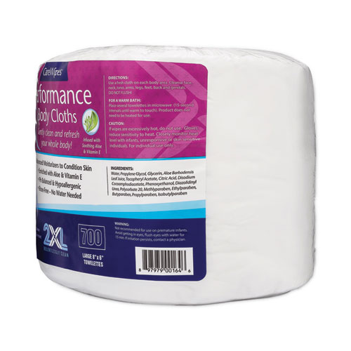 Image of 2Xl Performance Body Cloths, 1-Ply, 6 X 8, Unscented, White, 700/Pack, 2 Packs/Carton