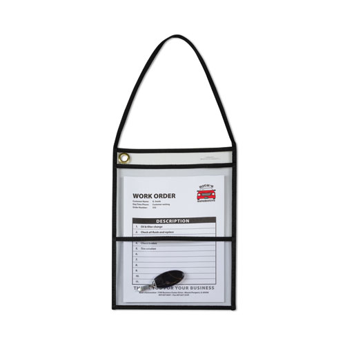 Image of C-Line® 2-Pocket Shop Ticket Holder W/Setrap, Black Stitching, 150-Sheet, 9 X 12, 15/Box